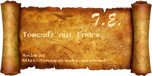 Tomcsányi Endre névjegykártya